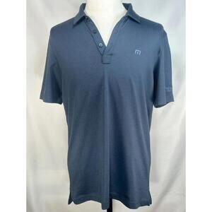 Travis Mathew 1/4 Button Cotton/Poly Polo Shirt Blue Mens M